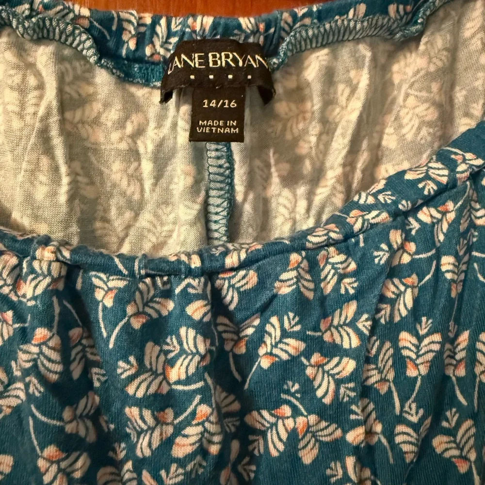 Lane Bryant Blue and White Floral Blouse - Picture 2 of 2